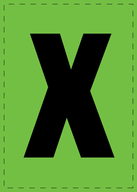 Lettre X autocollants de lettres et de chiffres, police noire sur fond vert ES-BGPVC-X-67