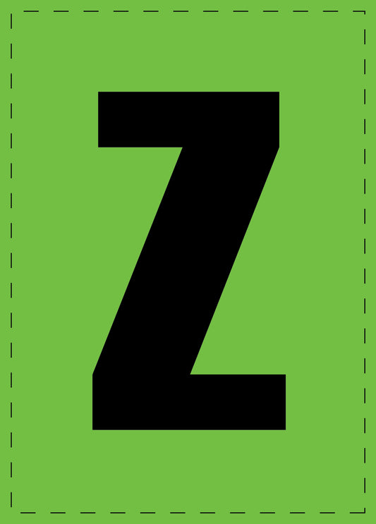 Lettre Z autocollants de lettres et de chiffres, police noire sur fond vert ES-BGPVC-Z-67