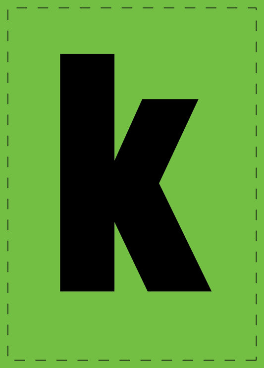 Lettre k autocollants de lettres et de chiffres, police noire sur fond vert ES-BKPVC-K-67