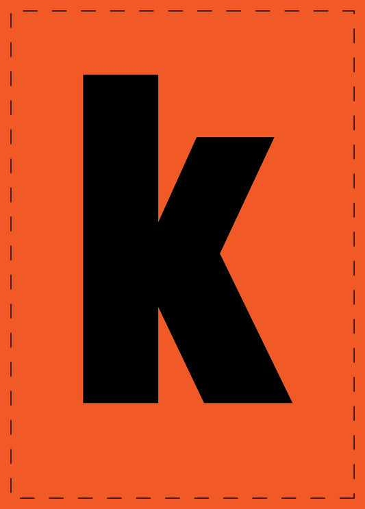 Lettre k autocollants de lettres et de chiffres, police noire sur fond orange ES-BKPVC-K-8