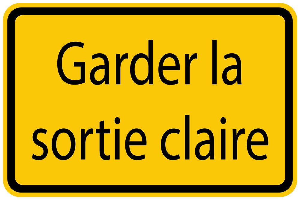 Autocollant de chantier "Garder la sortie claire" jaune F-BAU-1120