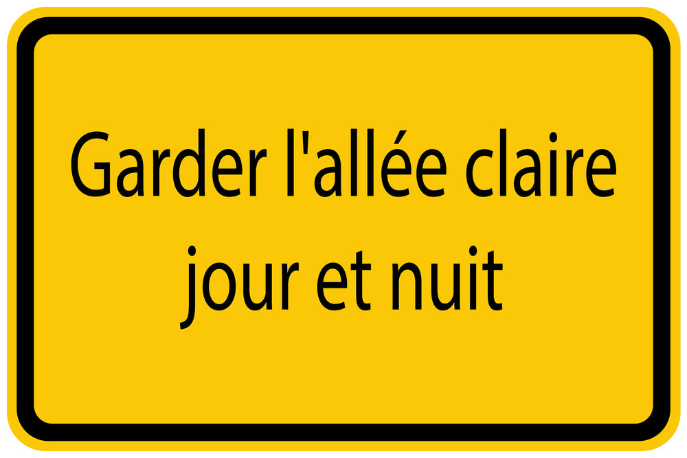 Autocollant de chantier "Garder l'allée claire jour et nuit" jaune F-BAU-1130