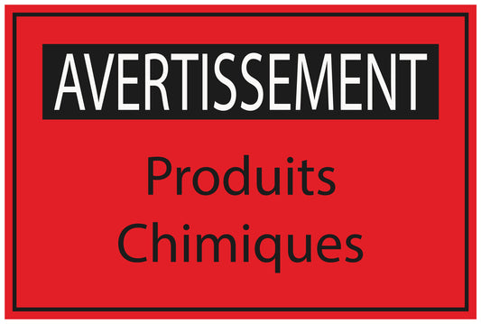 Autocollant de chantier "AVERTISSEMENT Produits Chimiques"  F-BAU-2010