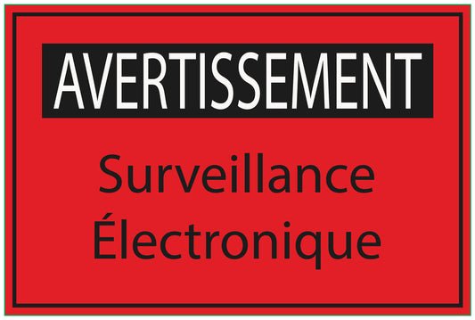 Autocollant de chantier "AVERTISSEMENT Surveillance Électronique"  F-BAU-2040