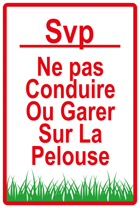 Autocollant "Svp Ne pas conduire ou garen sur la pelouse" en PVC de 10 à 60 cm, F-KEEPOFFGRASS-V-11300-14