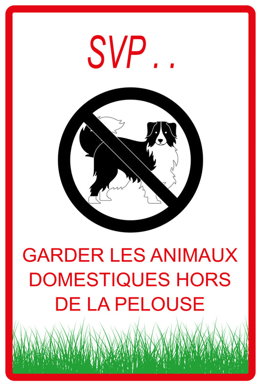 Autocollant "Svo.. Garder les animaux domestiques hors de la pelouse" en PVC de 10 à 60 cm, F-KEEPOFFGRASS-V-12200-14