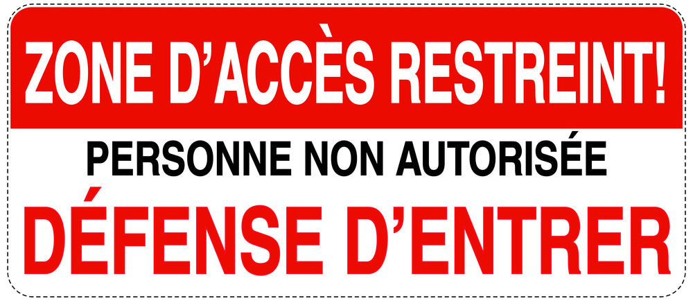 Accès interdit - vidéosurveillance "ZONE D'ACCÈS RESTREINT! PERSONNE NON AUTORISÉE DÉFENSE D'ENTRER" 10-40 cm F-RESTRICT-1070