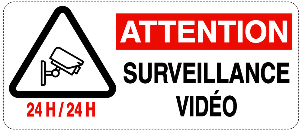 Accès interdit - vidéosurveillance "24 H/24 H ATTENTION SURVEILLANCE VIDÉO" 10-40 cm F-RESTRICT-1090