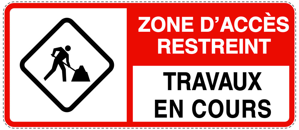 Accès interdit - vidéosurveillance "ZONE D'ACCÈS RESTREINT TRAVAUX EN COURS" 10-40 cm F-RESTRICT-1100