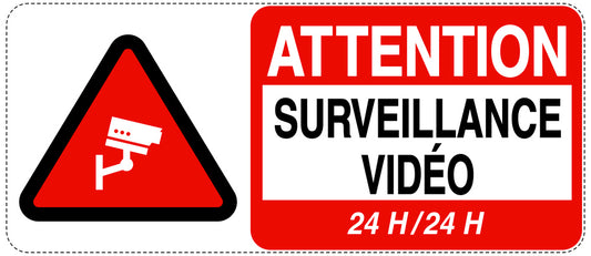 Accès interdit - vidéosurveillance " ATTENTION SURVEILLANCE VIDÉO 24 H/24 H " 10-40 cm F-RESTRICT-1240