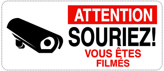 Accès interdit - vidéosurveillance " ATTENTION SOURIEZ! VOUS ÊTES FILMES " 10-40 cm F-RESTRICT-1330