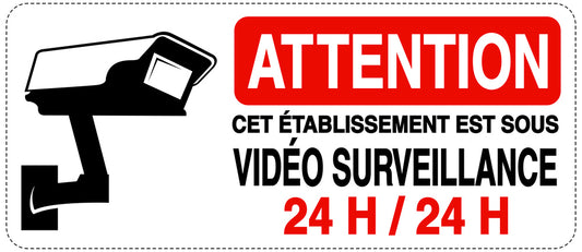 Accès interdit - vidéosurveillance " ATTENTION CET ÉTABLISSEMENT EST SOUS VIDÉO SURVEILLANCE 24 H/24 H " 10-40 cm F-RESTRICT-1340