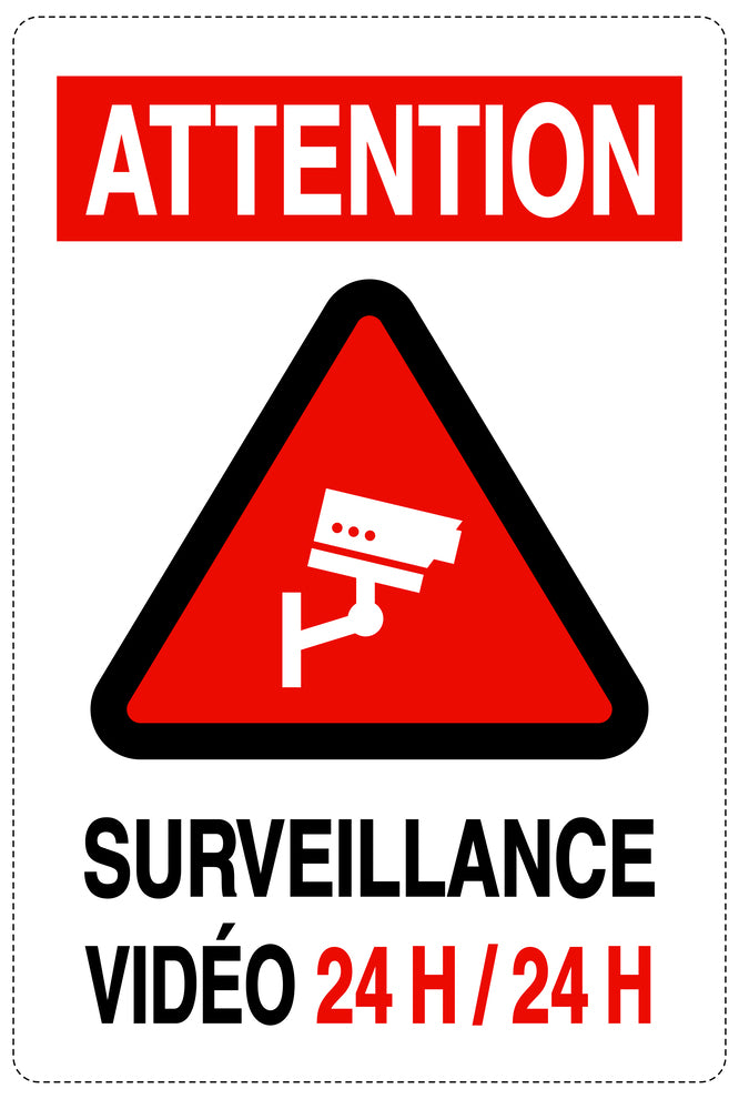 Accès interdit - vidéosurveillance "24 H/24 H ATTENTION SURVEILLANCE VIDÉO" 10-40 cm F-RESTRICT-2040