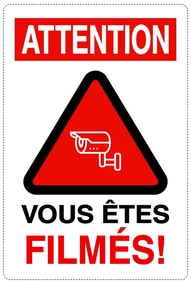 Accès interdit - vidéosurveillance "ATTENTION VOUS ÊTES FILMÉS!" 10-40 cm F-RESTRICT-2050