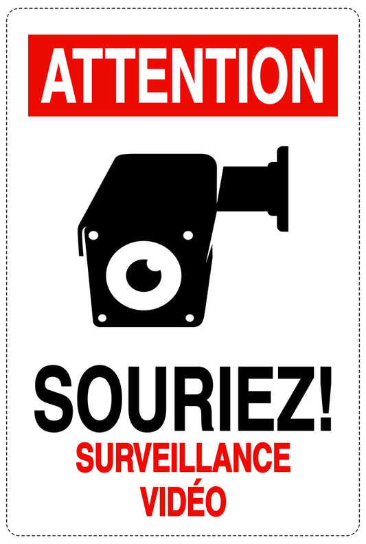 Accès interdit - vidéosurveillance "ATTENTION SOURIEZ! SURVEILLANCE VIDÉO" 10-40 cm F-RESTRICT-2060