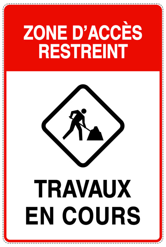 Accès interdit - vidéosurveillance "ZONE D'ACCÈS RESTREINT TRAVAUX EN COURS" 10-40 cm F-RESTRICT-2100