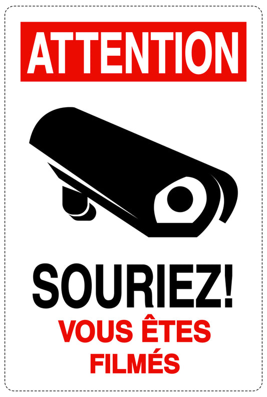 Accès interdit - vidéosurveillance " ATTENTION SOURIEZ! VOUS ÊTES FILMES " 10-40 cm F-RESTRICT-2330