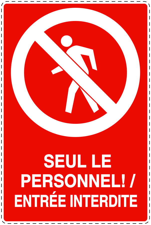 Autocollant d'interdiction d'accès "Seul le personnel! / Entrée interdite" F-SI6000-14