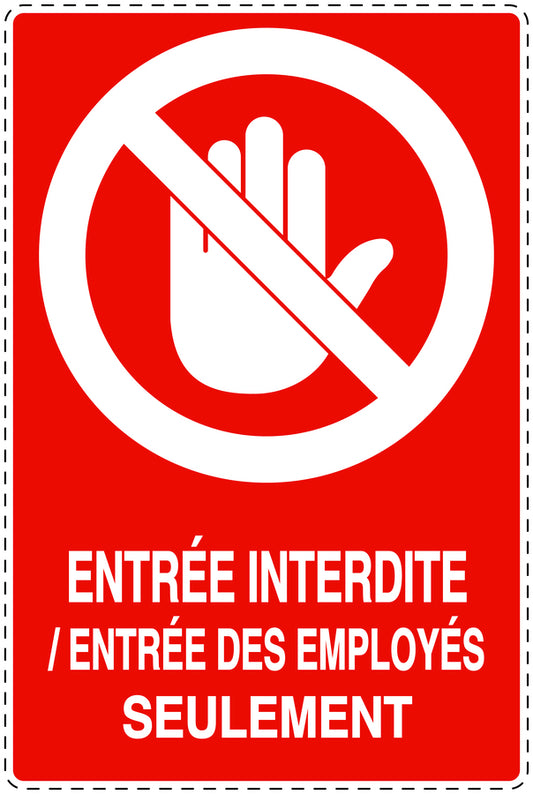 Autocollant d'interdiction d'accès "Entrée interdite/ Entrée des employés seulement" F-SI6130-14