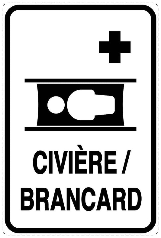 Autocollant d'urgence "CIVIÈRE/ BRANCARD" 10-40 cm F-SIE-4000-0