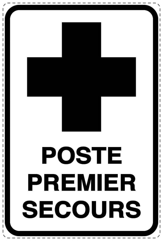 Autocollant d'urgence "POSTE PREMIER SECOURS" 10-40 cm F-SIE-4040-0