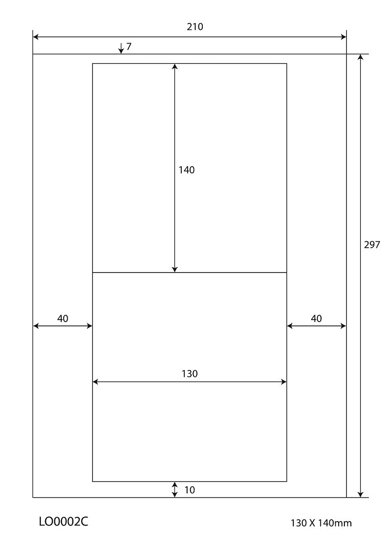 200 étiquettes universelles 130x140mm, sur 100 feuilles Din A4, brillantes, autocollantes LO-0002-C-80