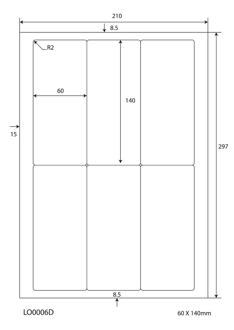 600 étiquettes universelles 60x140mm, sur 100 feuilles Din A4, brillantes, autocollantes LO-0006-D-80