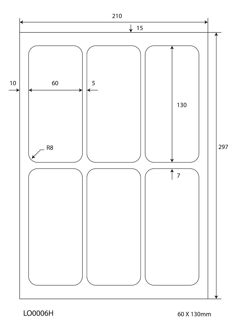 600 étiquettes universelles 60x130mm, sur 100 feuilles Din A4, brillantes, autocollantes LO-0006-H-80