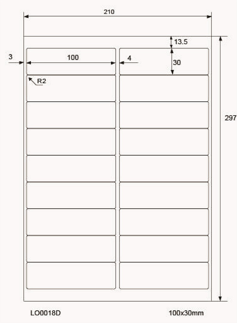 1800 autocollants 100x30mm imprimés selon vos souhaits mat ou brillant F-0018-D