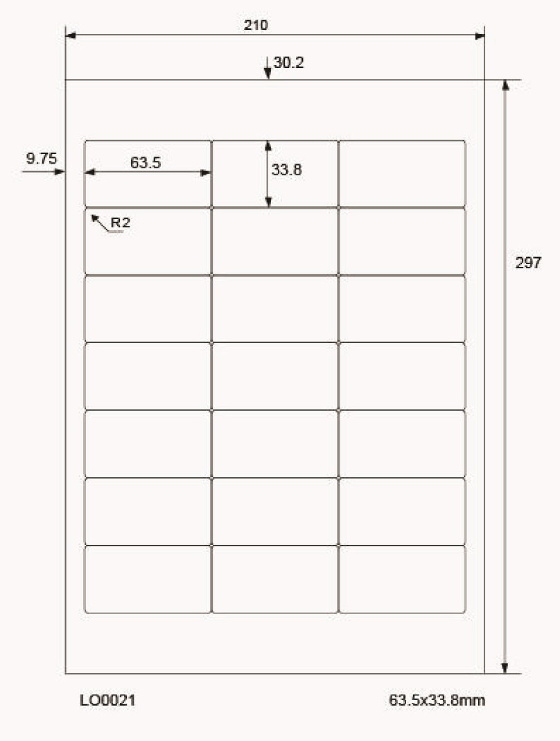 2100 autocollants 63,5x33,8mm imprimés selon vos souhaits mat ou brillant F-0021