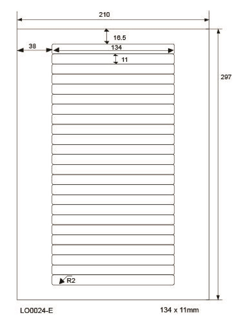 2400 étiquettes universelles 134x11mm, sur 100 feuilles Din A4, brillantes, autocollantes LO-0024-E-80