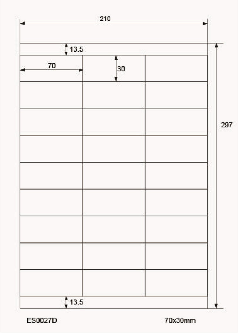 2700 étiquettes universelles 70x30mm, sur 100 feuilles Din A4, brillantes, autocollantes LO-0027-D-80