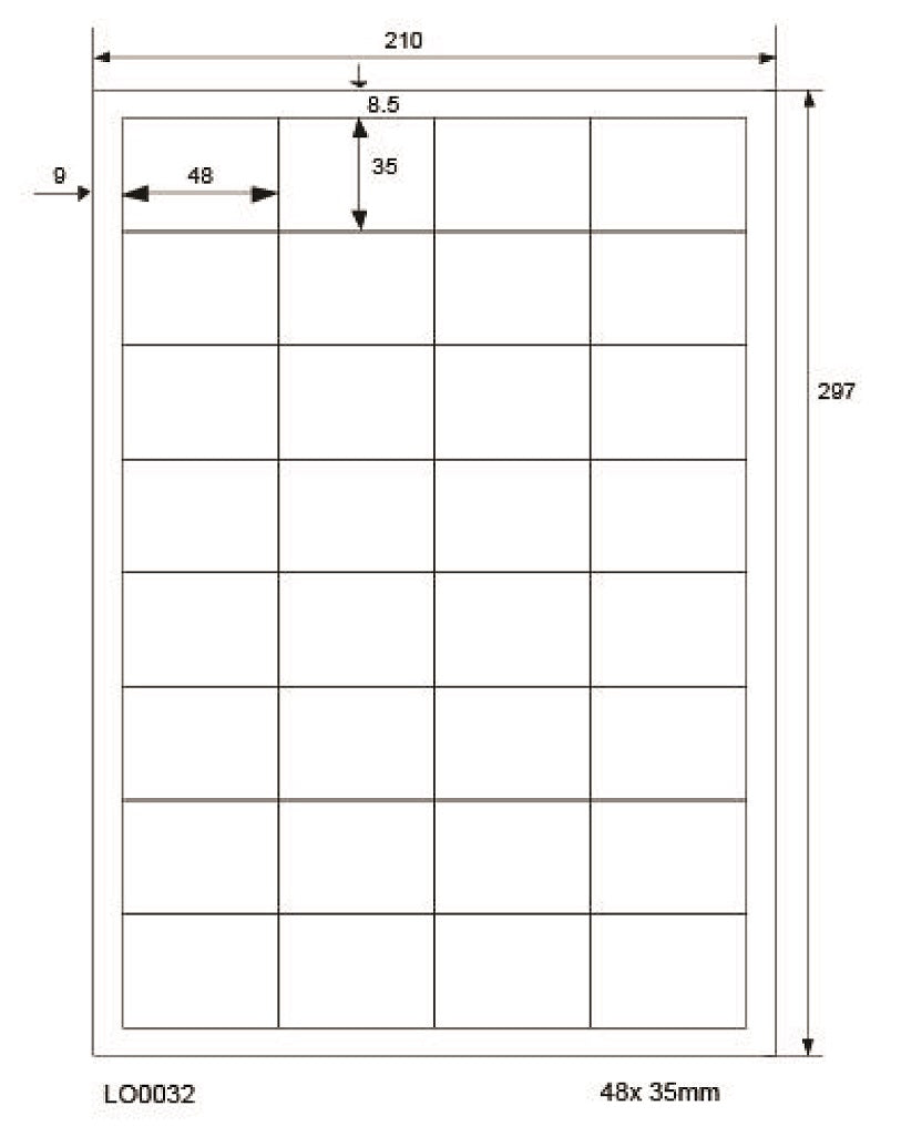 3200 étiquettes universelles 48x35mm, sur 100 feuilles Din A4, brillantes, autocollantes LO-0032-80