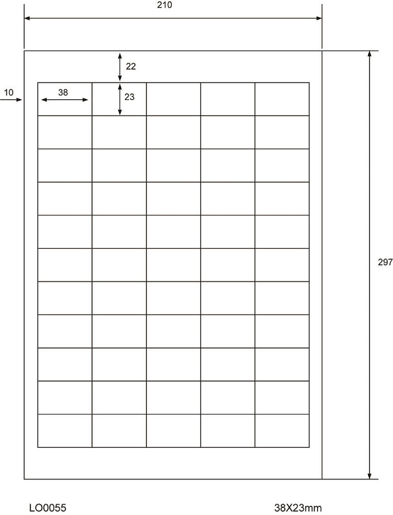 5500 étiquettes universelles 38x23mm, sur 100 feuilles Din A4, brillantes, autocollantes LO-0055-80