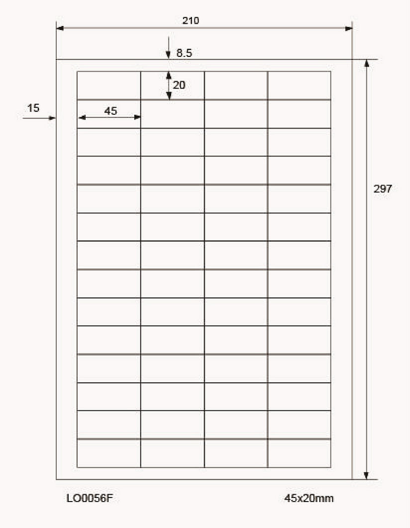 5600 étiquettes universelles 45x20mm, sur 100 feuilles Din A4, brillantes, autocollantes LO-0056-F-80