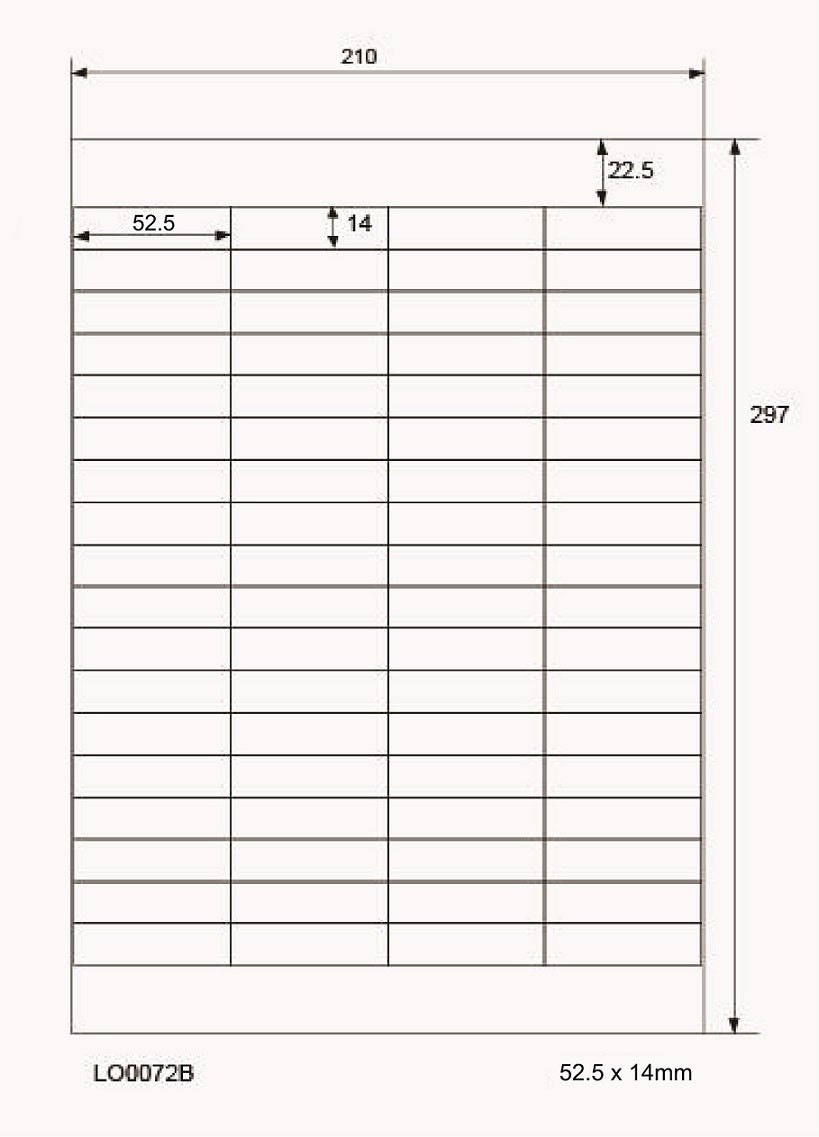 200 étiquettes universelles 52,5x14mm, sur 100 feuilles Din A4, brillantes, autocollantes LO-0072-B-80