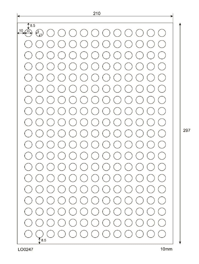 24700 étiquettes universelles 10mm rond, sur 100 feuilles Din A4, mat, autocollantes LO-0247-70