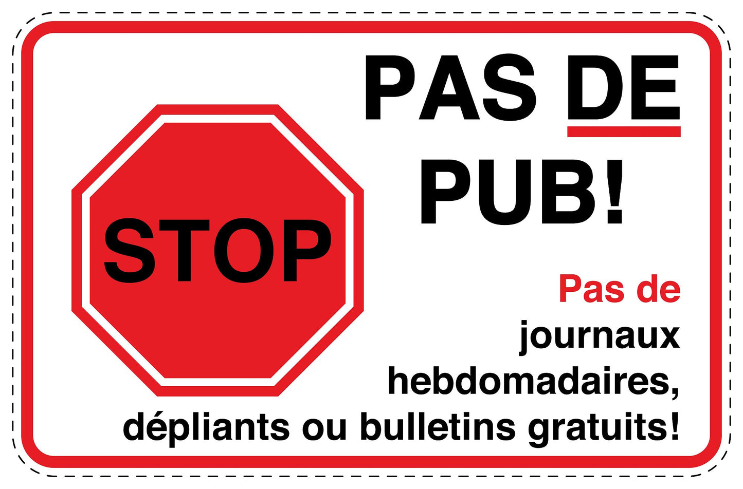 1x Autocollant "Pas de publicité" résistant aux intempéries k-F-KWE-10200-0